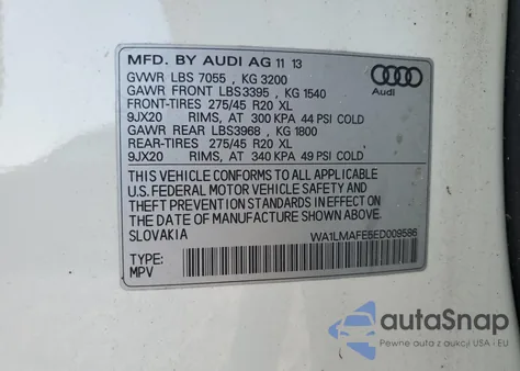 2014 Audi Q7 Premium Plus z USA, uszkodzony, nr VIN WA1LMAFE5ED009586